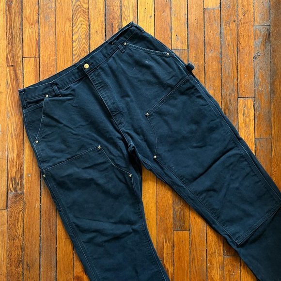 Vintage 90s Carhartt Union Made in USA BO1 BLK Men's Black Double Knee‎ Pants - Picture 2 of 4